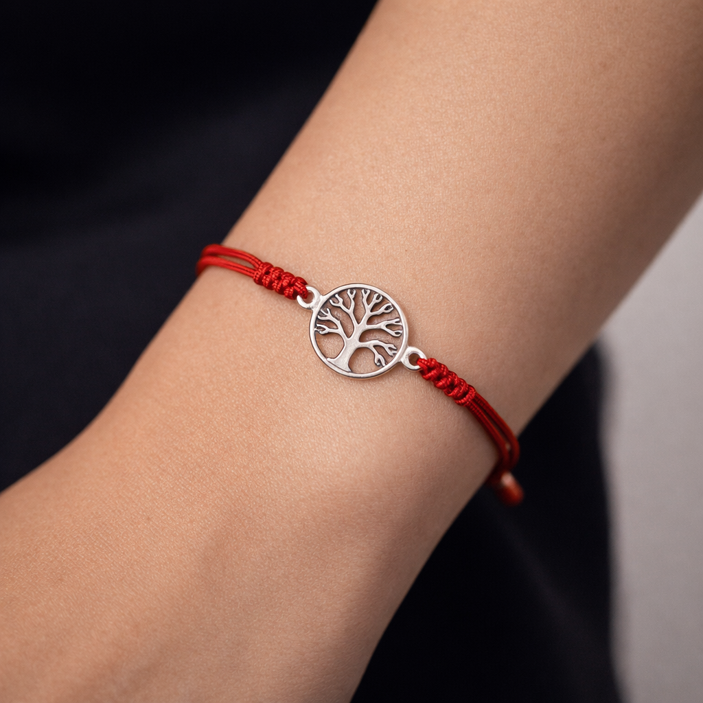 Pulsera Hilo Rojo Ajustable Árbol de la vida