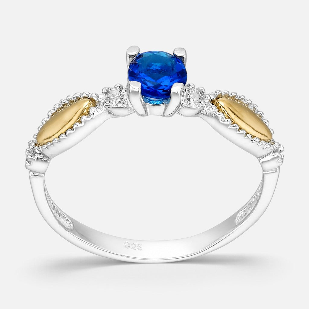 Anillo Solitario Circón Zafiro con Oro