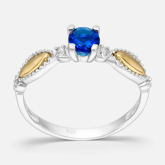 Anillo Solitario Circón Zafiro con Oro