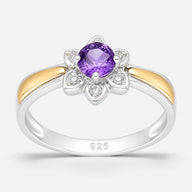 Anillo Flor Circón Amatista