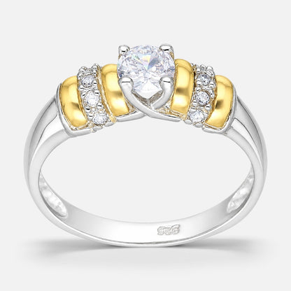 Anillo Líneas en Oro y Circones