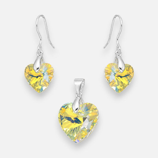 Conjunto Corazón Hecho con Cristal Swarovski® Tornasol