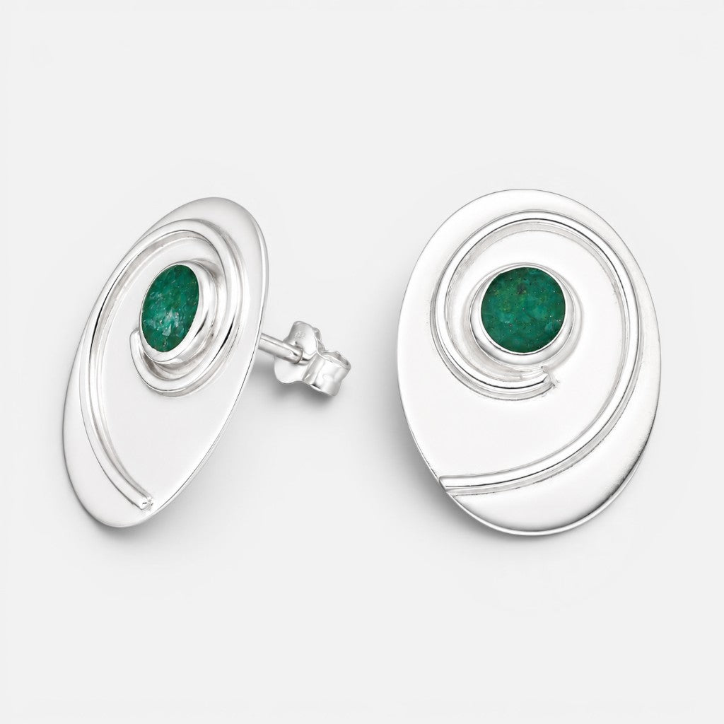 Aro Óvalo Espiral Piedra Picada Verde