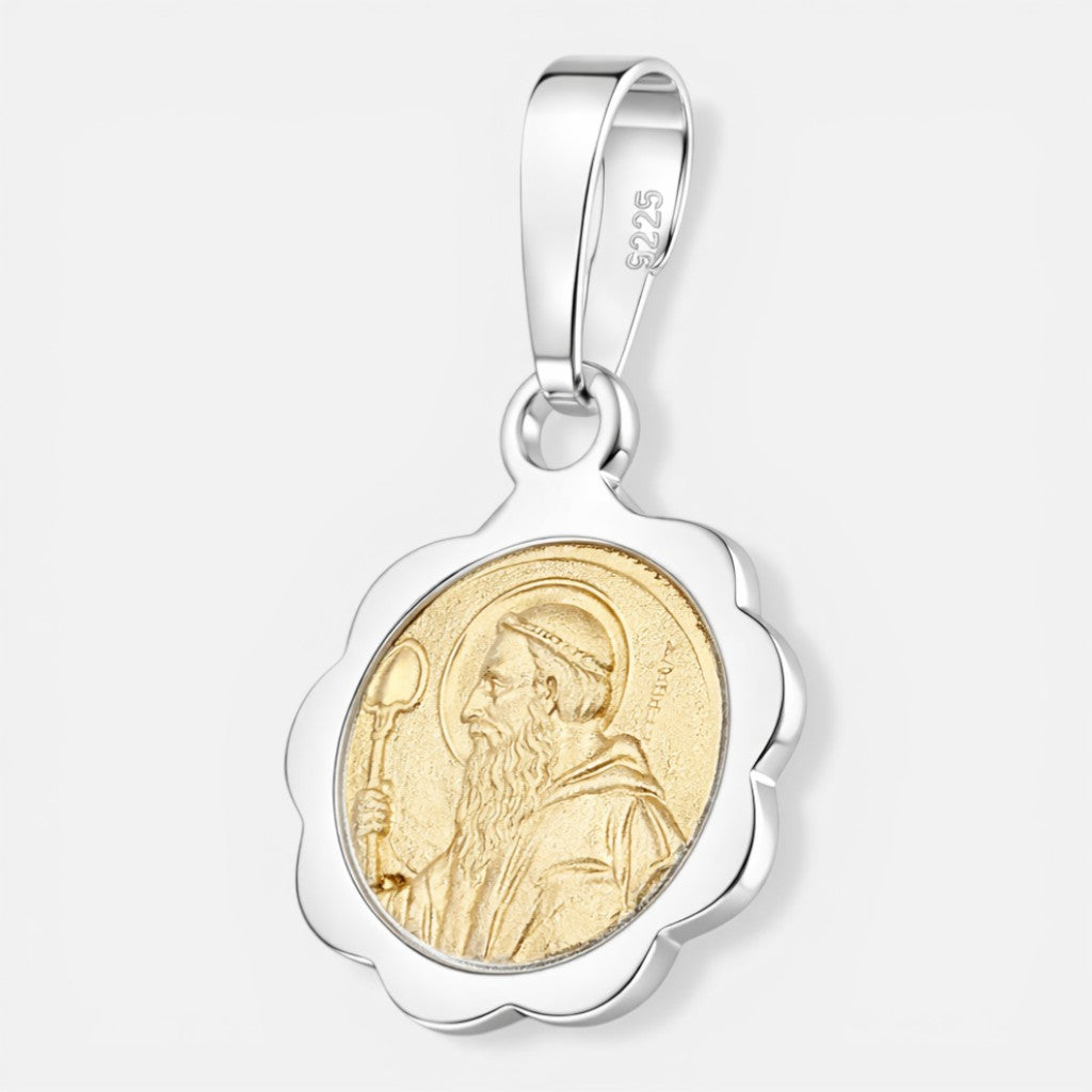 Colgante San Benito con Oro 12 mm