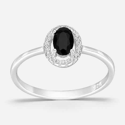 Anillo Óvalo Halo Circones Ónix