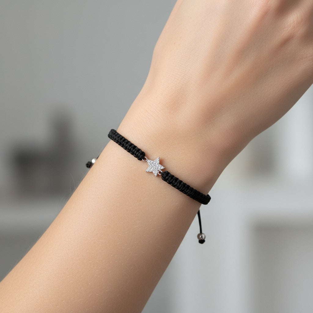 Pulsera Hilo Negro Ajustable Estrella Circones