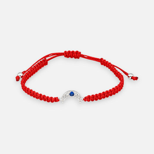 Pulsera Hilo Rojo Ajustable Media Luna Circones Zafiro