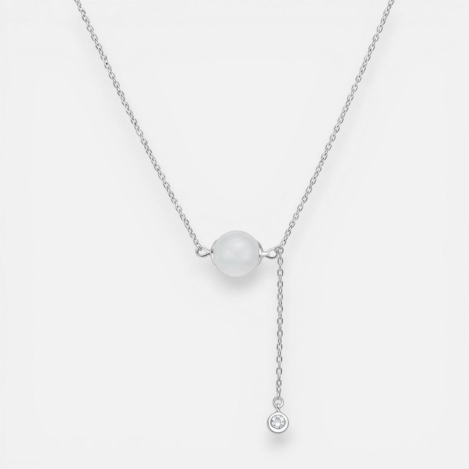 Collar Esfera Piedra Luna Cadena Circón