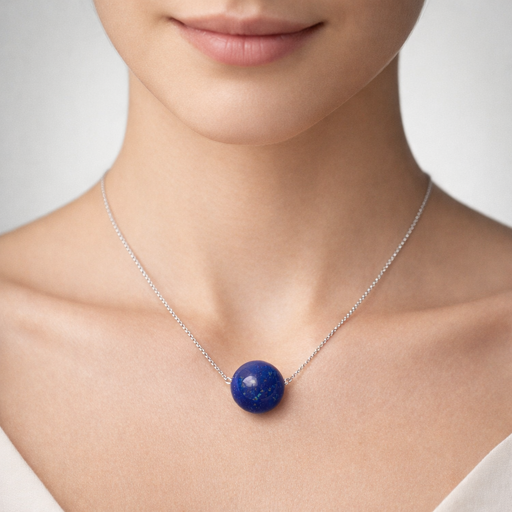 Collar Veneciano Esfera Lapislazuli 10 mm