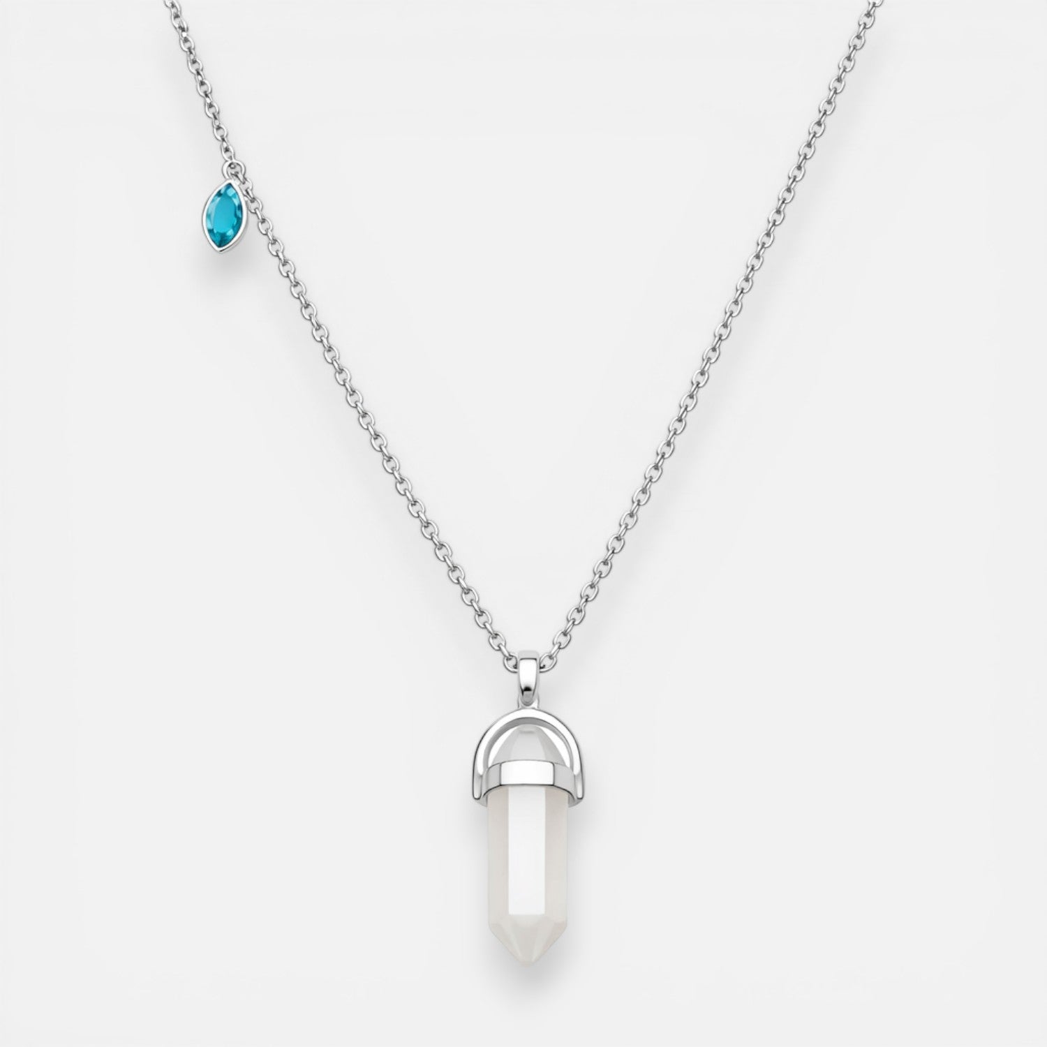 Collar Cuarzo Piedra Luna Circón Agua Marina