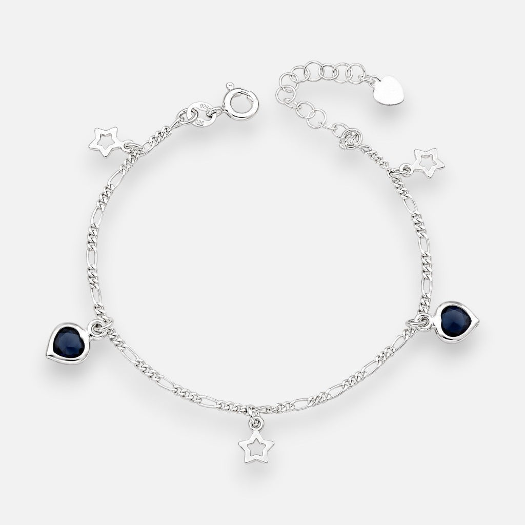 Pulsera Cartier Estrellas Corazones Circón Zafiro