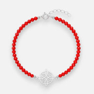 Pulsera Nudo de Brujas Cristales Rojos