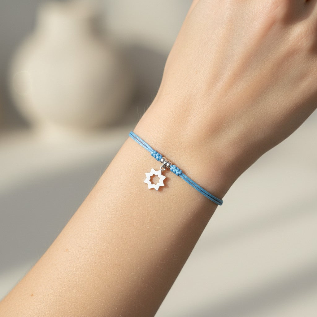 Pulsera Hilo Celeste Ajustable Estrella Solar
