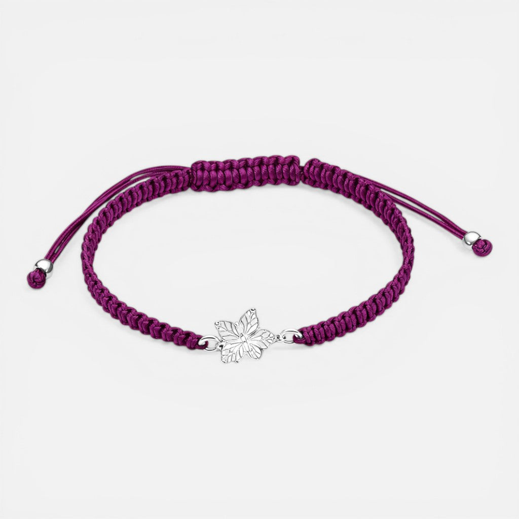 Pulsera Ajustable Flor Hilo Morado