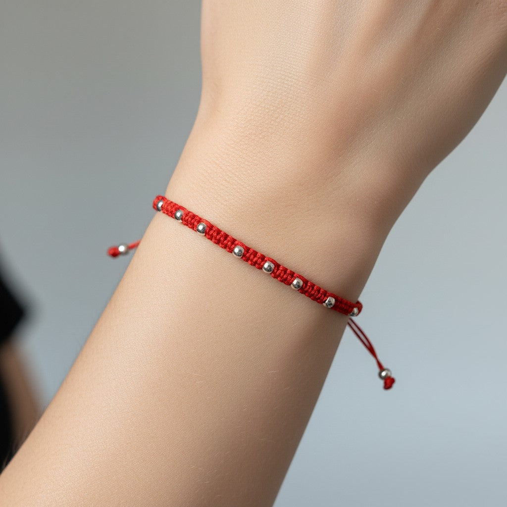 Pulsera Hilo Rojo Ajustable Esferas