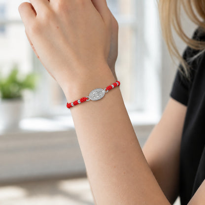 Pulsera Hilo Rojo Ajustable Virgen de lo Rayos Milagrosa