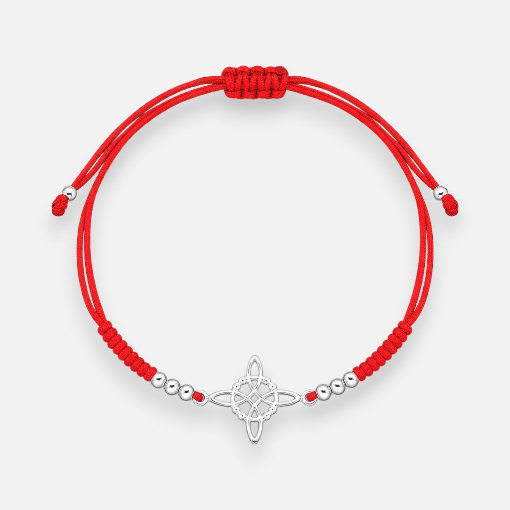 Pulsera Hilo Rojo Ajustable Nudo de Brujas