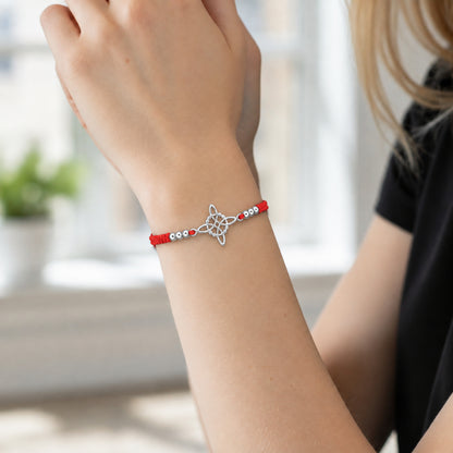 Pulsera Hilo Rojo Ajustable Nudo de Brujas