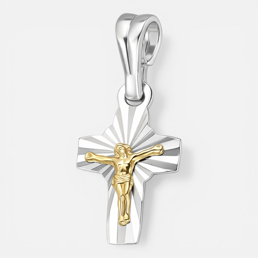 Colgante Crucifijo Facetado con Oro