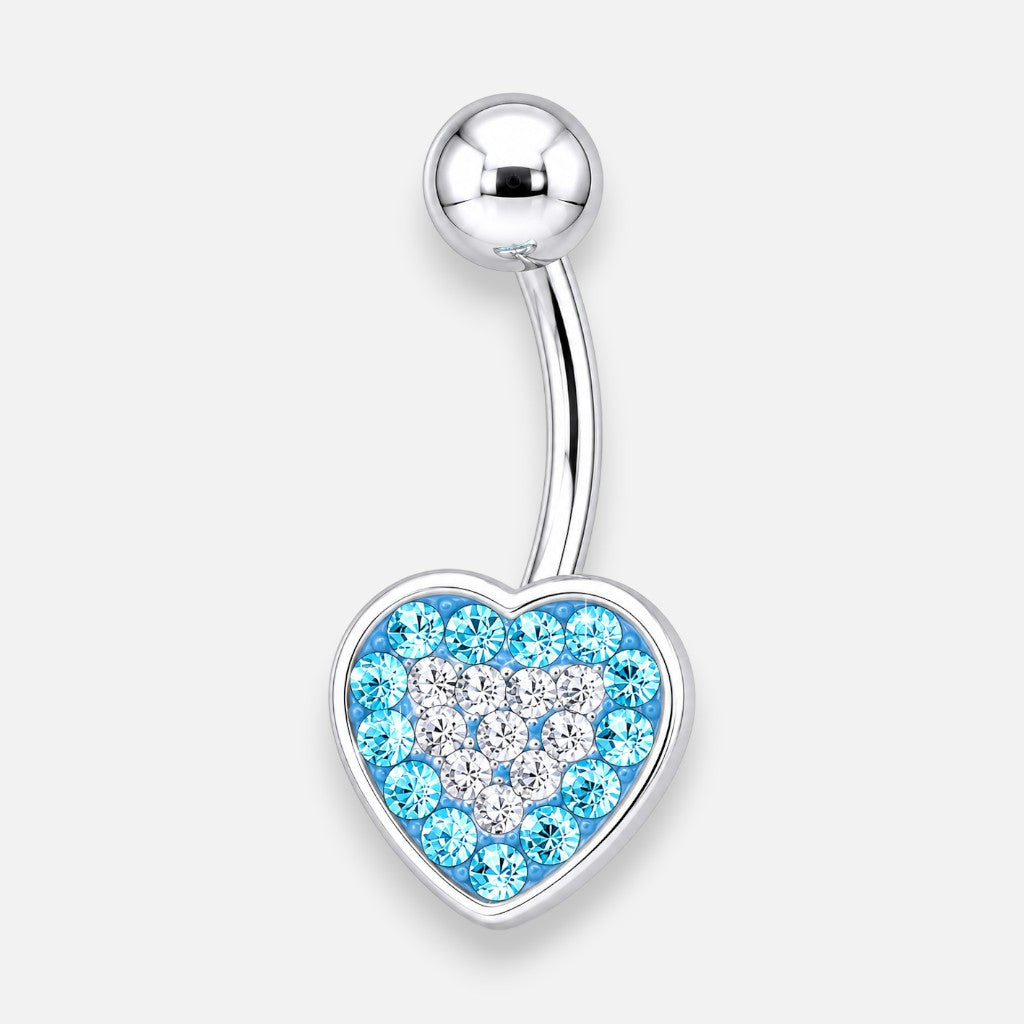 Piercing Ombligo Corazón Strass Agua Marina