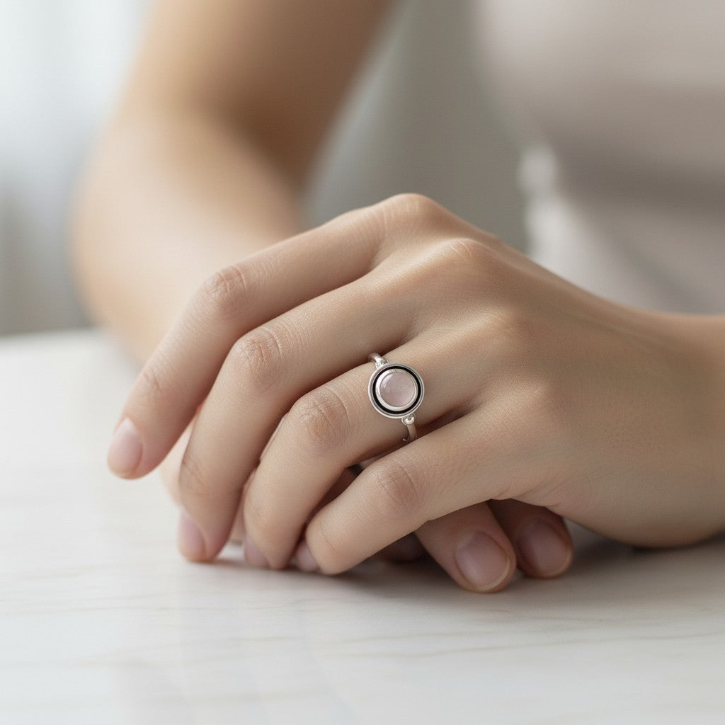 Anillo Étnico Cuarzo Rosado