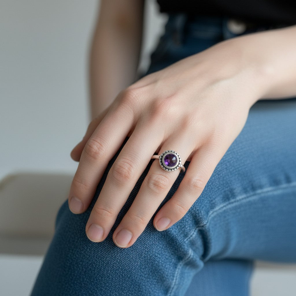 Anillo Étnico Cuarzo Amatista