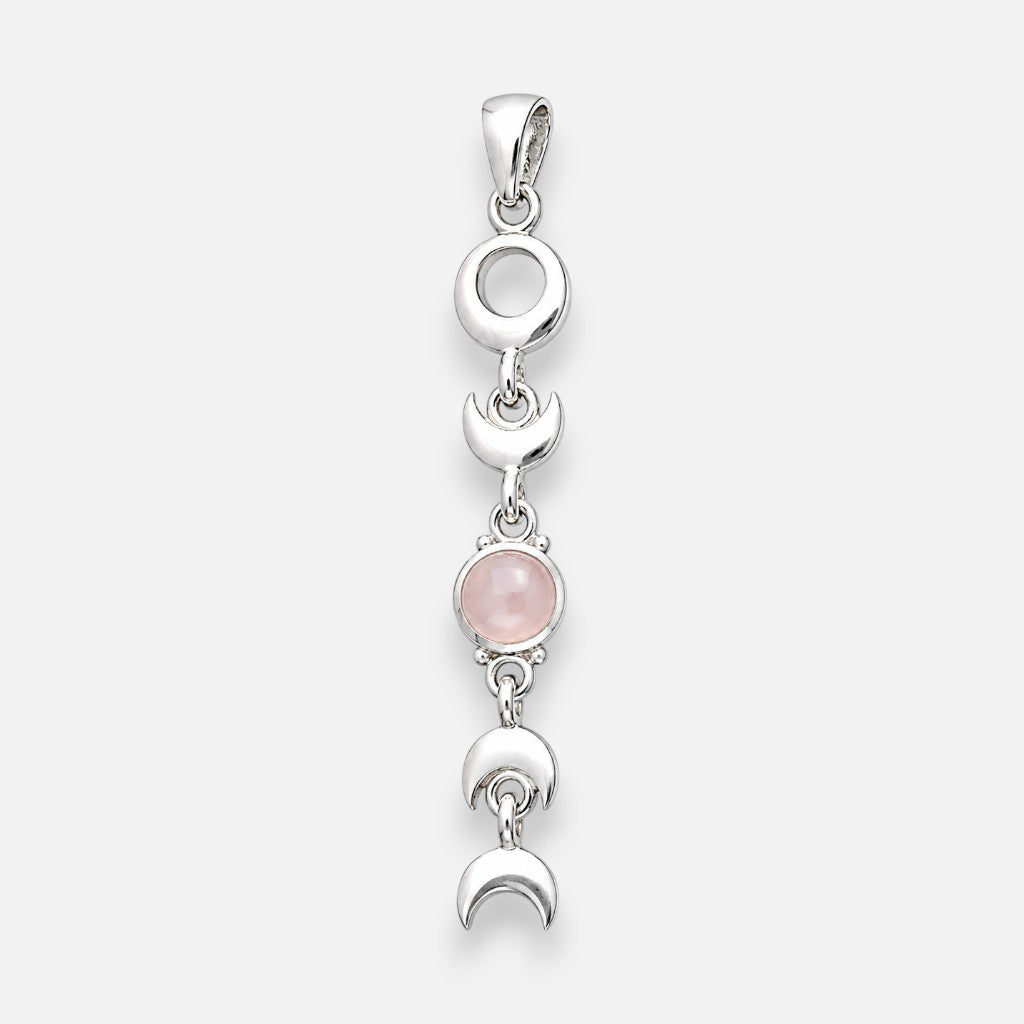 Colgante Fase Lunar Cuarzo Rosado