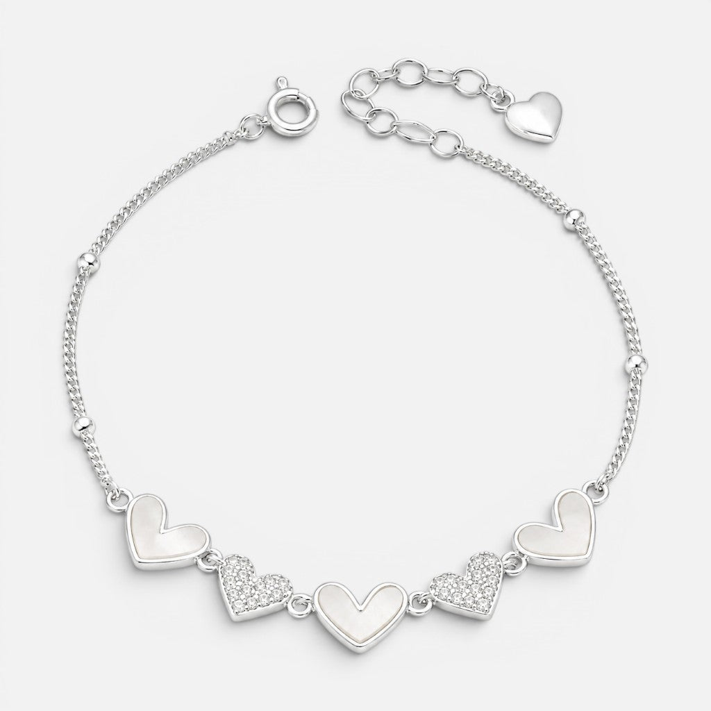 Pulsera Corazones Nacar Circones