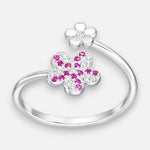 Anillo Ajustable Flores Circones Fucsia 18