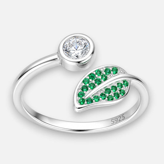 Anillo Ajustable Hoja Circones Esmeralda