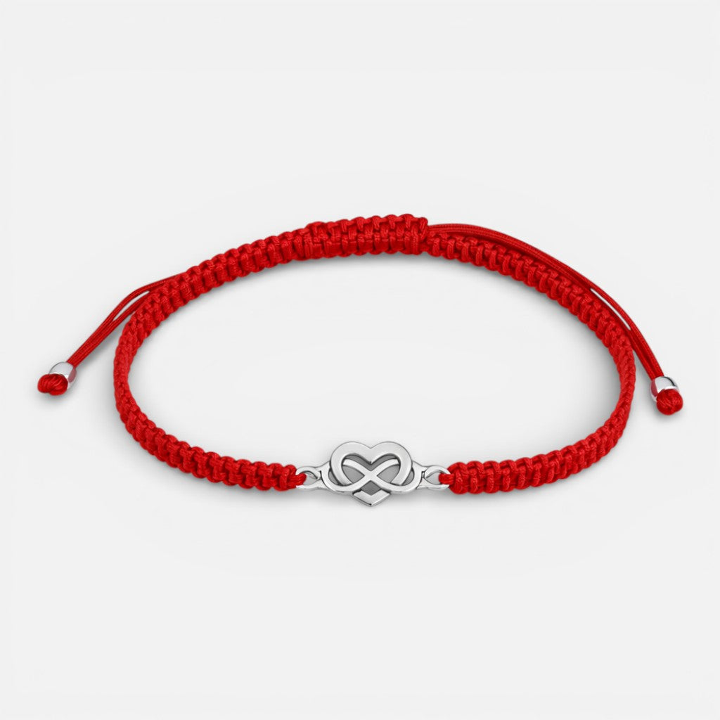 Pulsera Hilo Rojo Ajustable Corazón Infinito