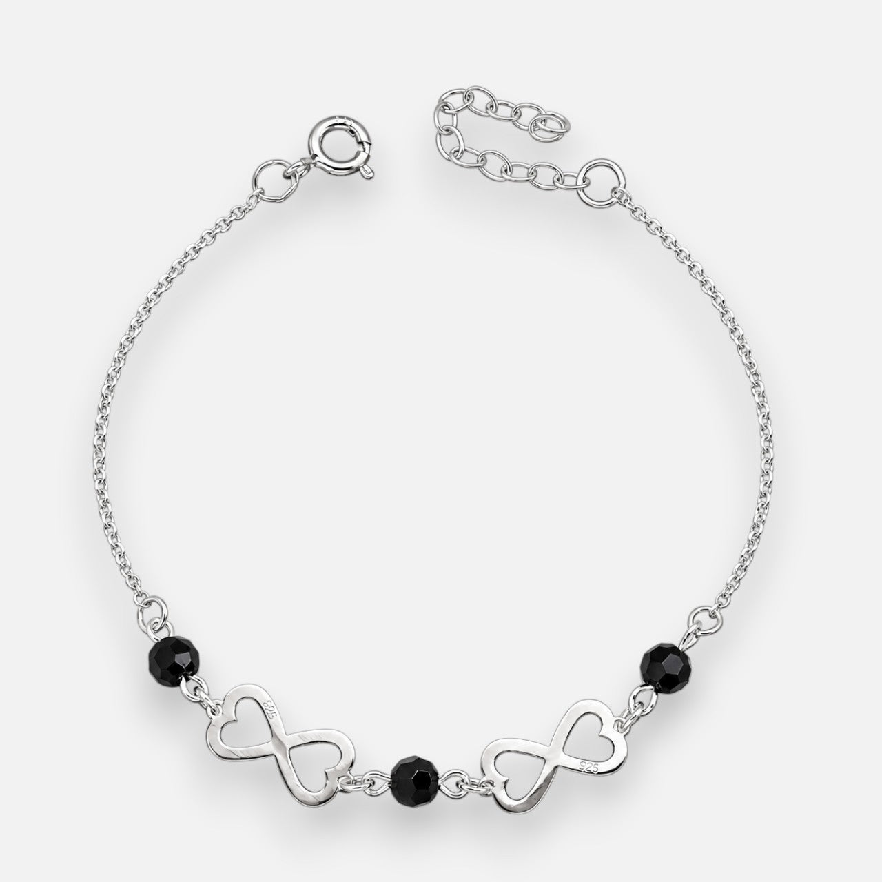Pulsera Infinitos Corazón Cristales Hecho con Swarovski® Negro
