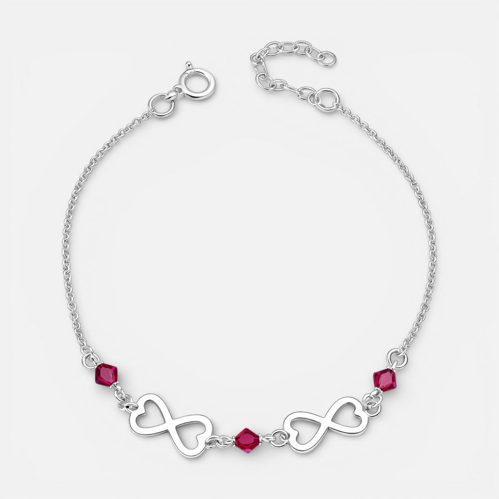 Pulsera Infinitos Corazón Cristales Hecho con Swarovski® Fucsia