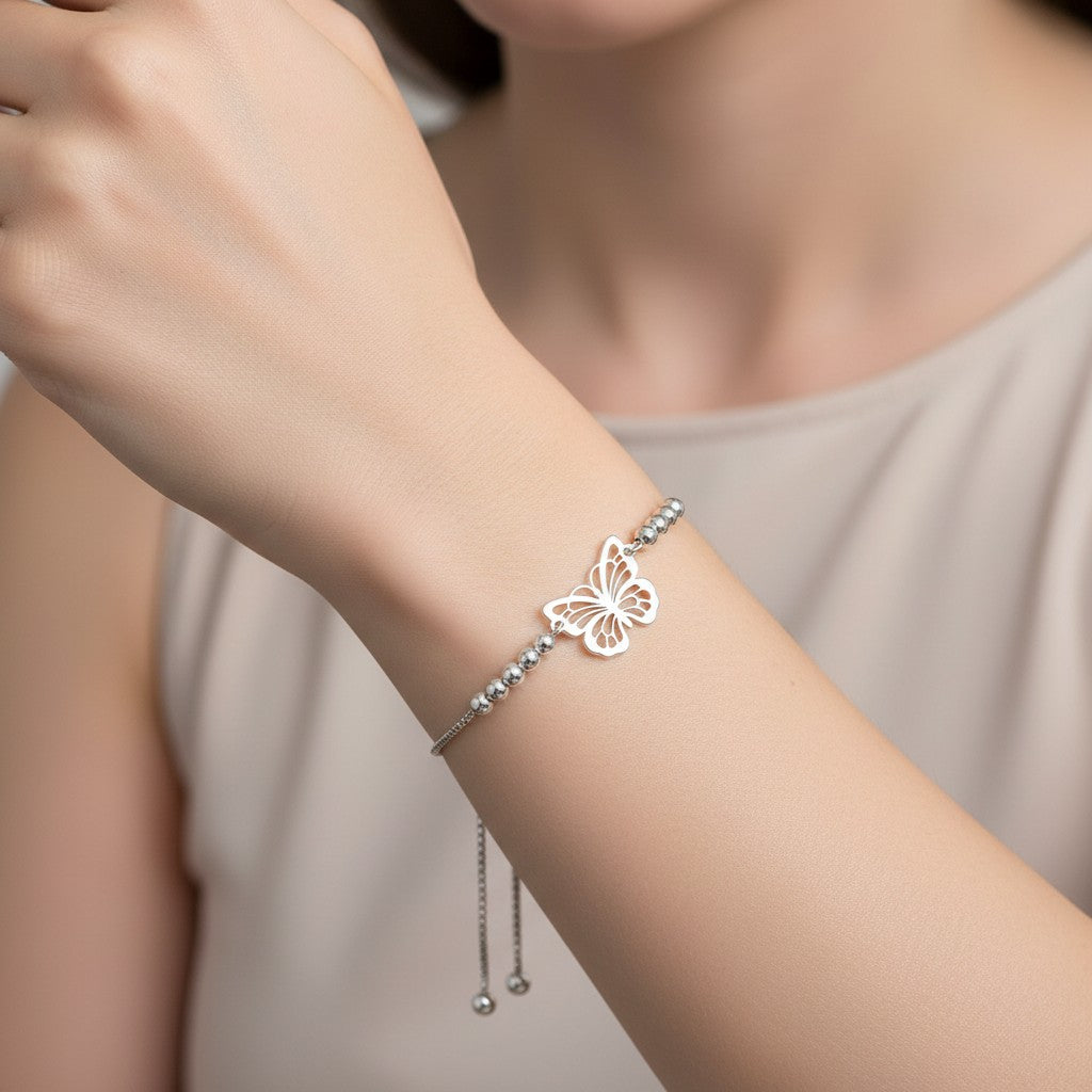 Pulsera Ajustable Mariposa Esferas