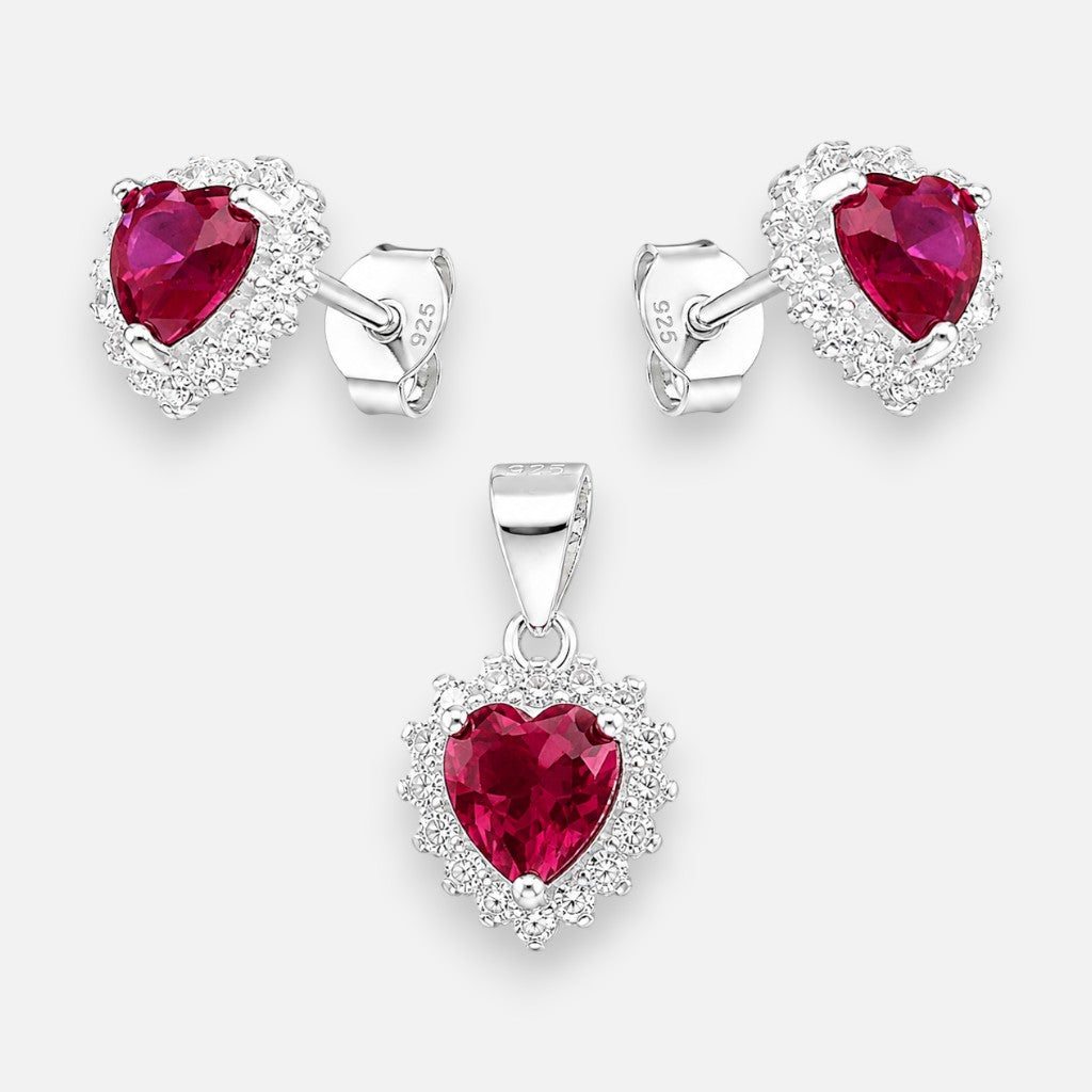 Conjunto Corazón Circón Rubí