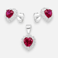 Conjunto Corazón Circón Rubí