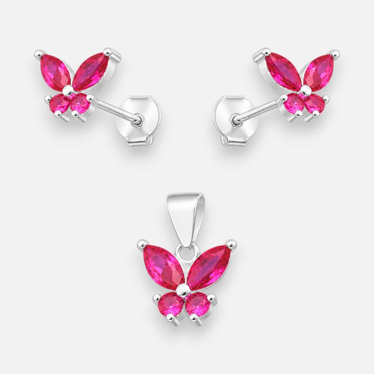 Conjunto Mariposa Circones Rubí