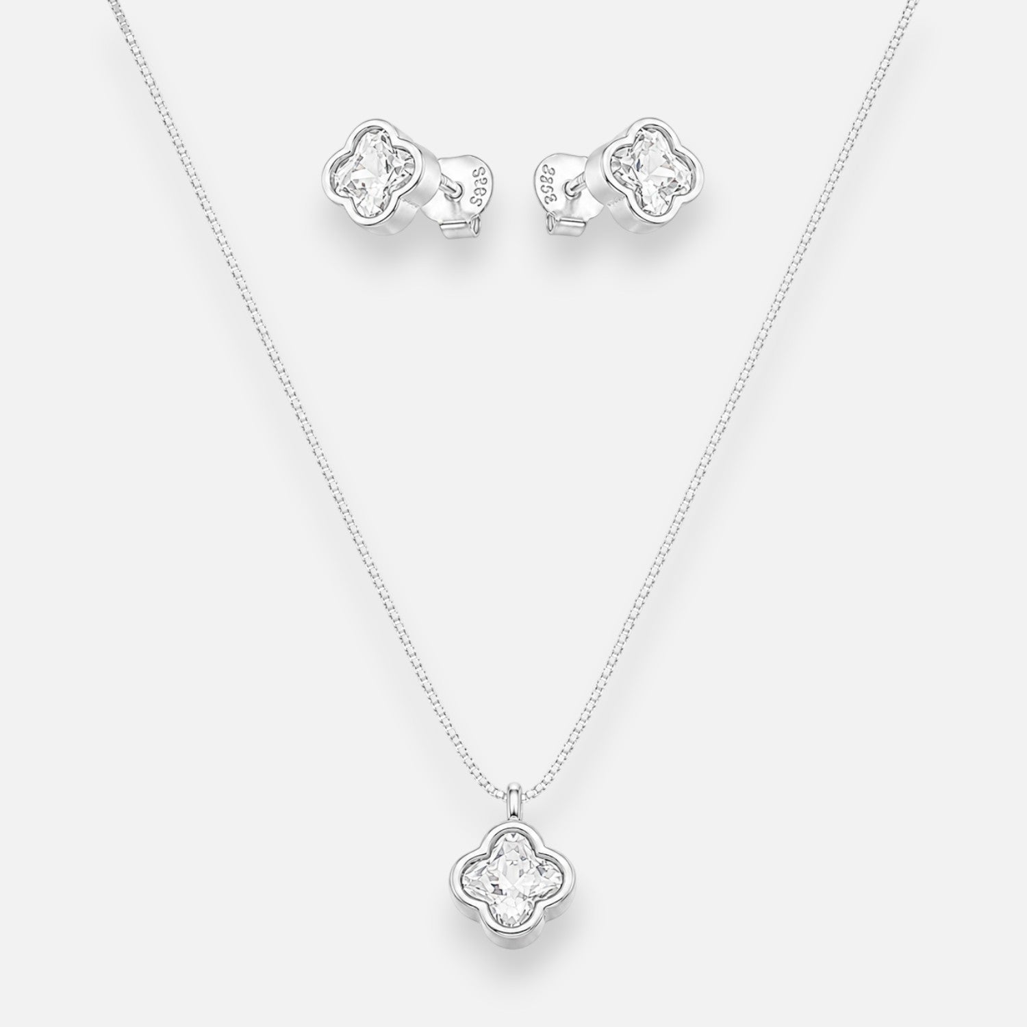 Set Collar y Aros Trébol de la Suerte Circón