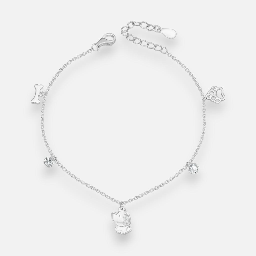 Pulsera Patita Huesito Perrito Cristales Hechos con Swarovski®