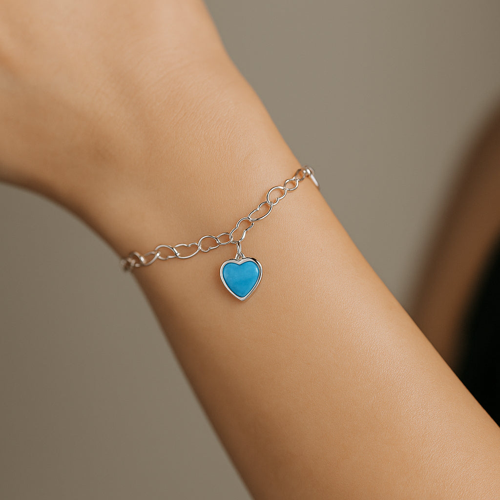 Pulsera Corazones Ópalo Azul