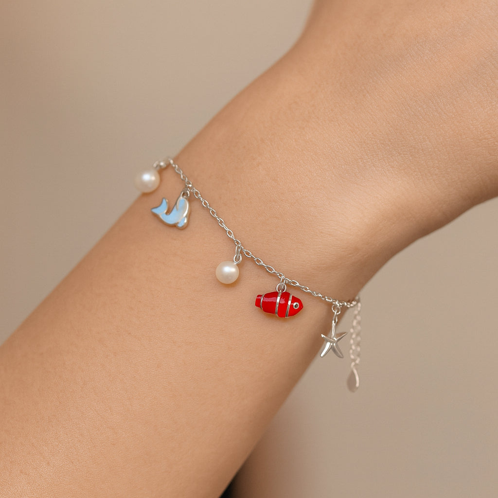 Pulsera Perlas Delfín Pez Estrella de Mar Circón