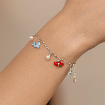 Pulsera Perlas Delfín Pez Estrella de Mar Circón