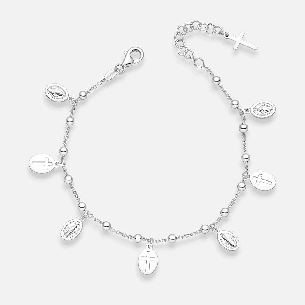 Pulsera Esferas Cruces Virgen de lo Rayos Milagrosa