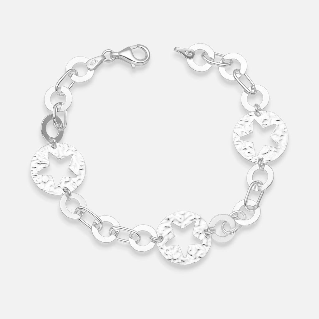 Pulsera Círculos Estrellas Martilladas