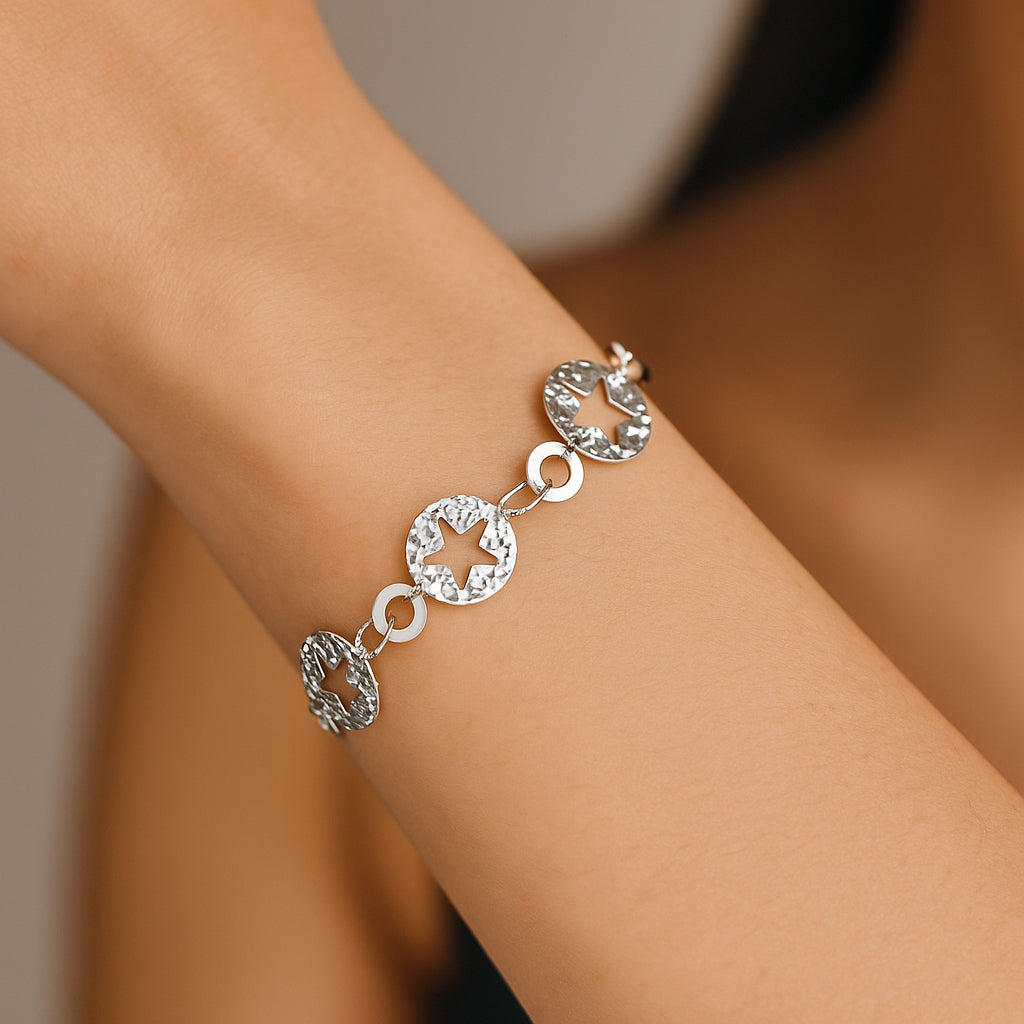 Pulsera Círculos Estrellas Martilladas