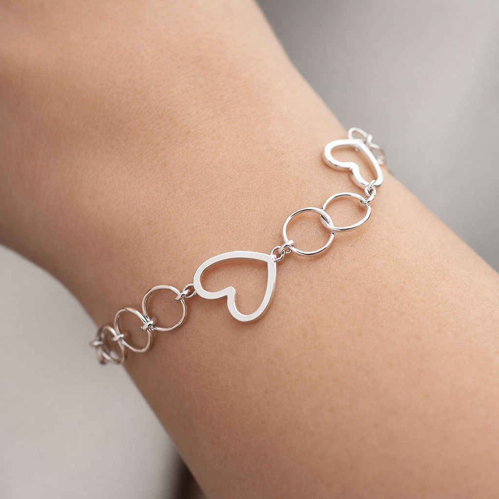 Pulsera Corazones Círculos Entorchados