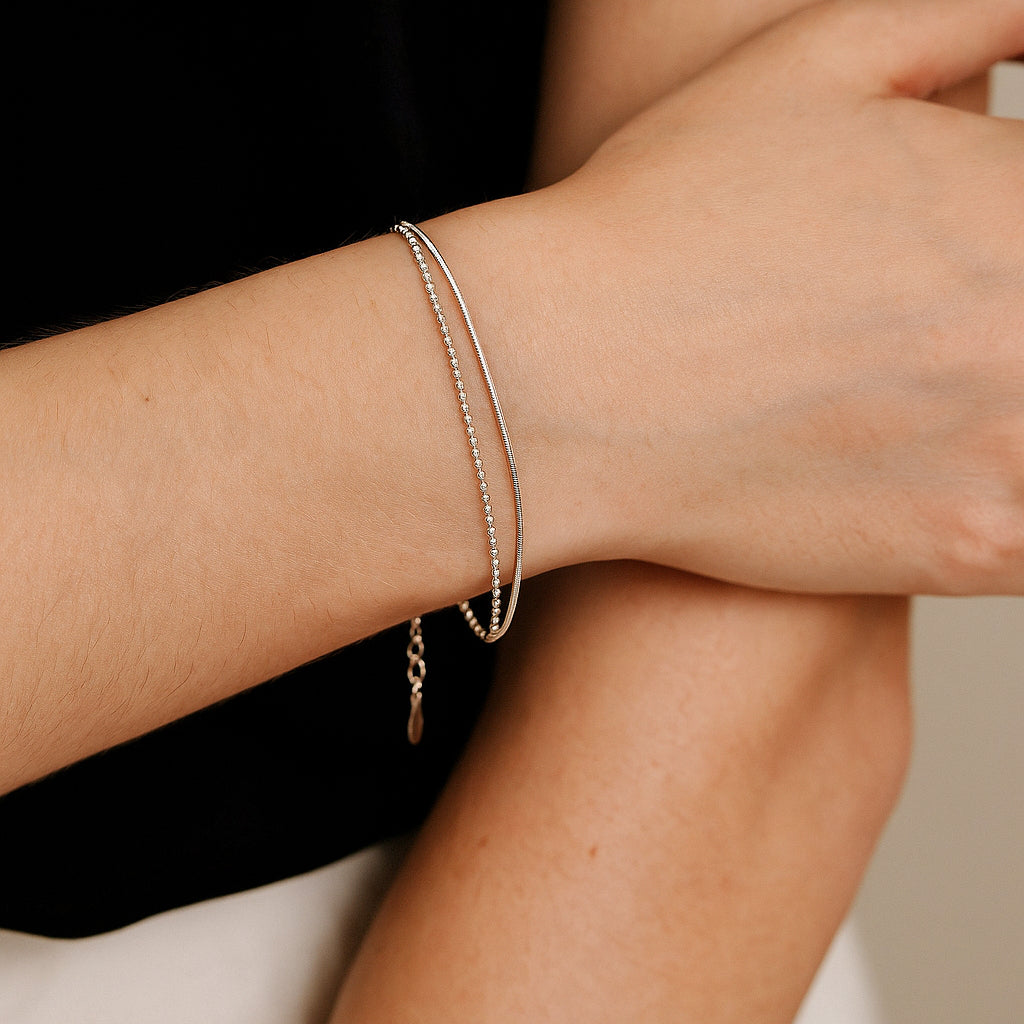 Pulsera Doble Cola de Topo Esferas