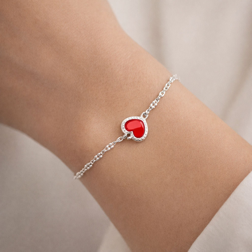 Pulsera Corazón Esmaltado 17 cm
