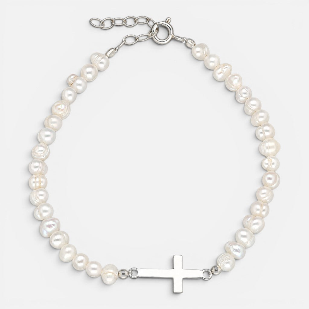 Pulsera Perlas Cruz