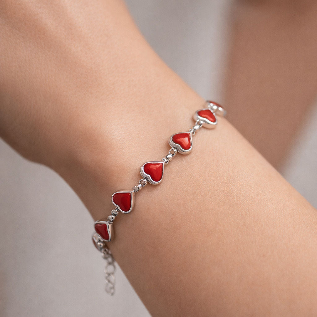 Pulsera Reversible Corazones Nácar Jaspe